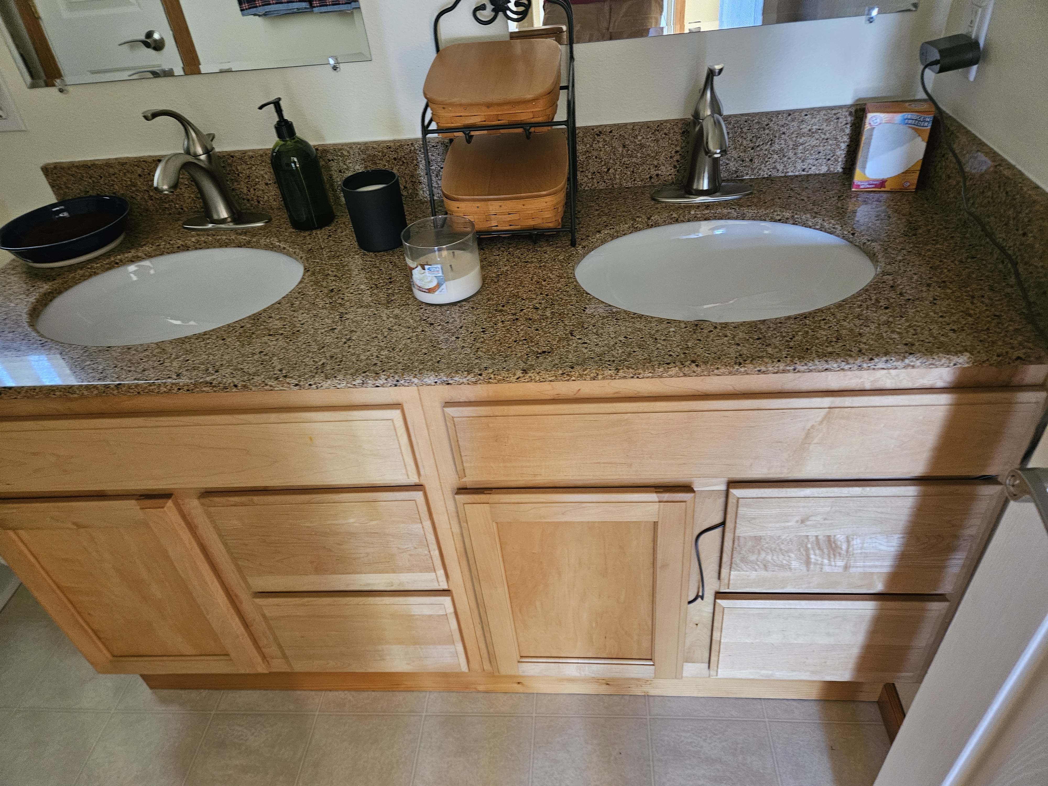 Before photo of bathroom remodel before custom vanity